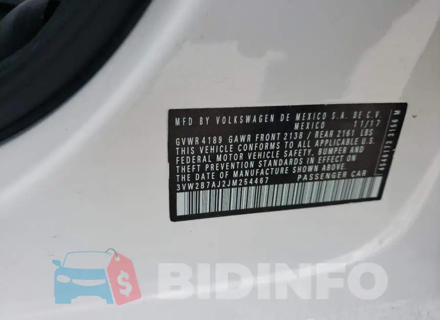 3VW2B7AJ2JM254467 Photo# 10