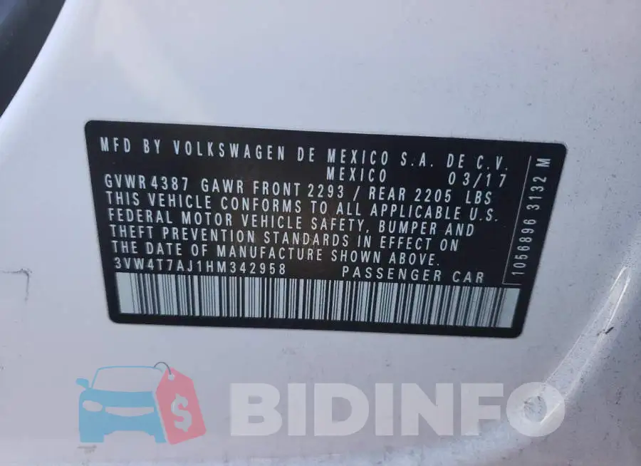 3VW4T7AJ1HM342958 Photo# 10