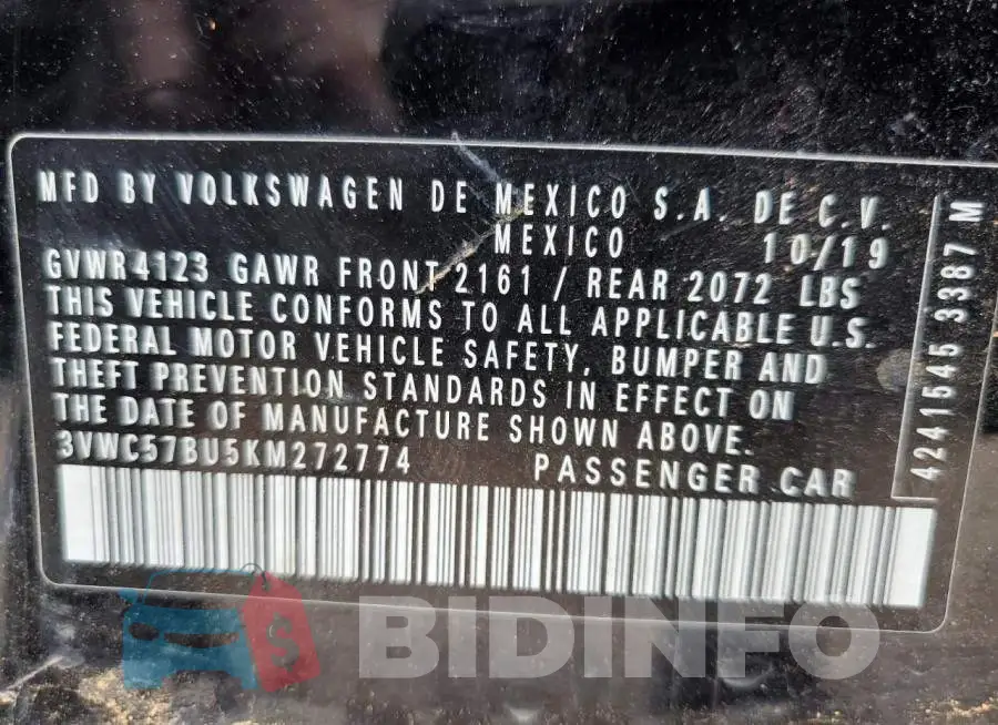 3VWC57BU5KM272774 Photo# 10