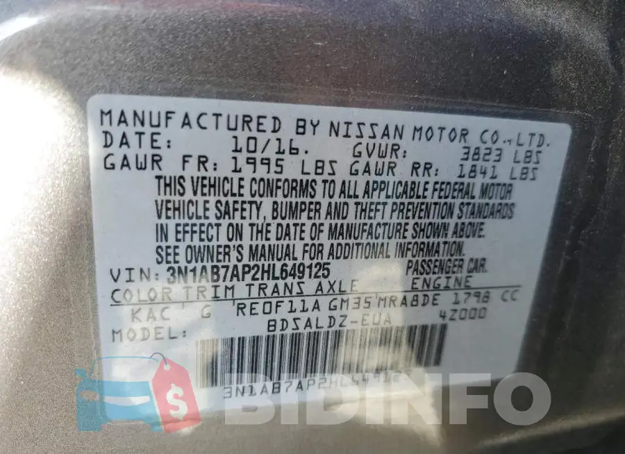 3N1AB7AP2HL649125 Photo# 10