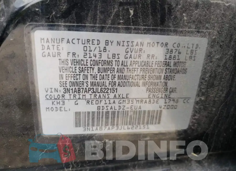 3N1AB7AP3JL622151 Photo# 10
