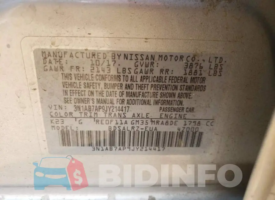 3N1AB7AP9JY214417 Photo# 10