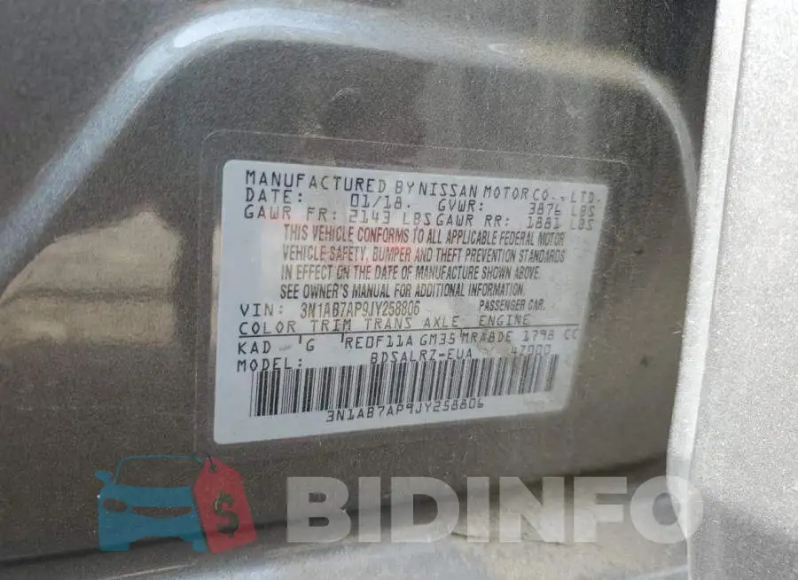 3N1AB7AP9JY258806 Photo# 10