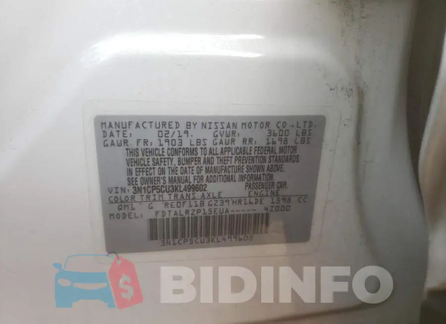 3N1CP5CU3KL499602 Photo# 10