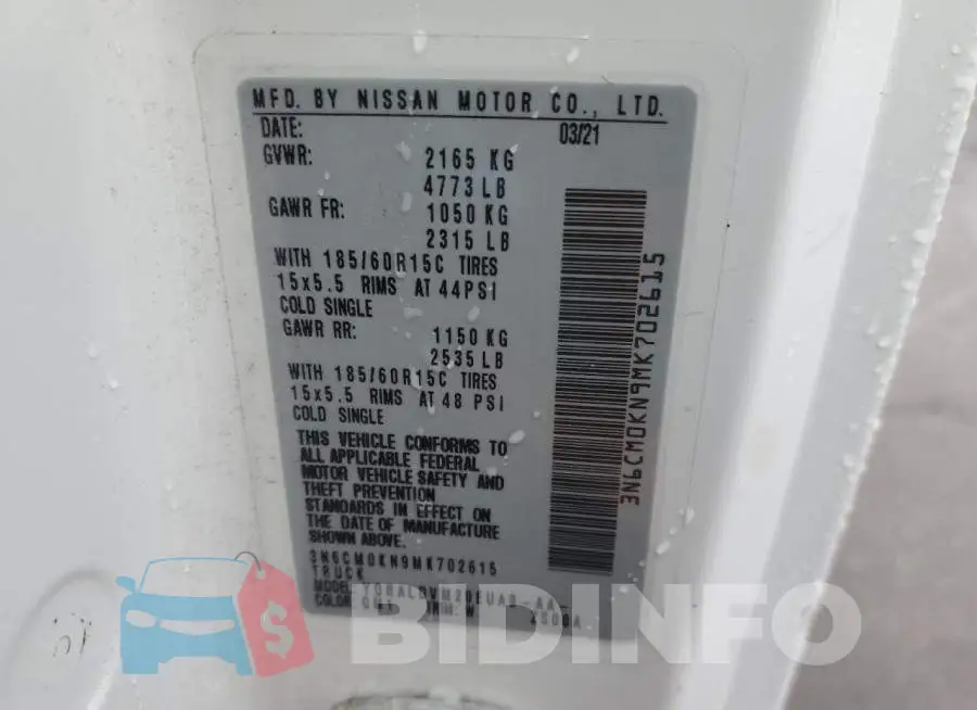 3N6CM0KN9MK702615 Photo# 13