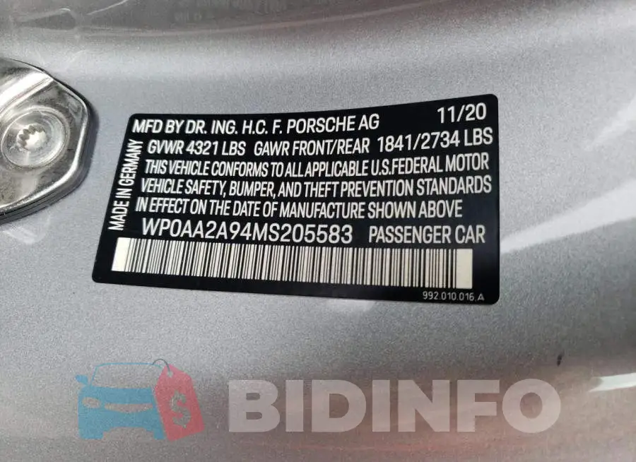 WP0AA2A94MS205583 Photo# 10