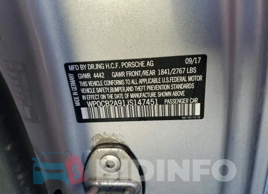 WP0CB2A91JS147451 Photo# 10