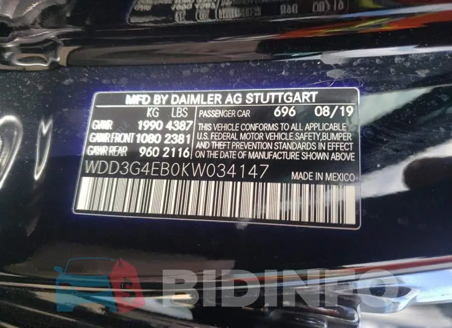 WDD3G4EB0KW034147 Photo# 10