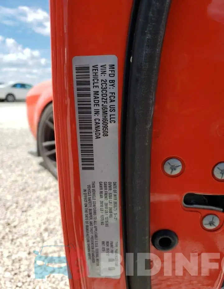 2C3CDZFJ6MH609508 Photo# 10