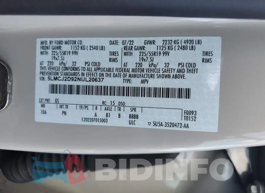 5LMCJ2D92NUL20637 Photo# 10