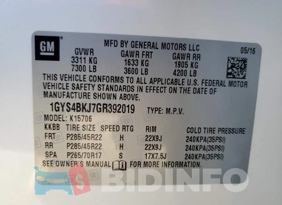 1GYS4BKJ7GR392019 Photo# 10