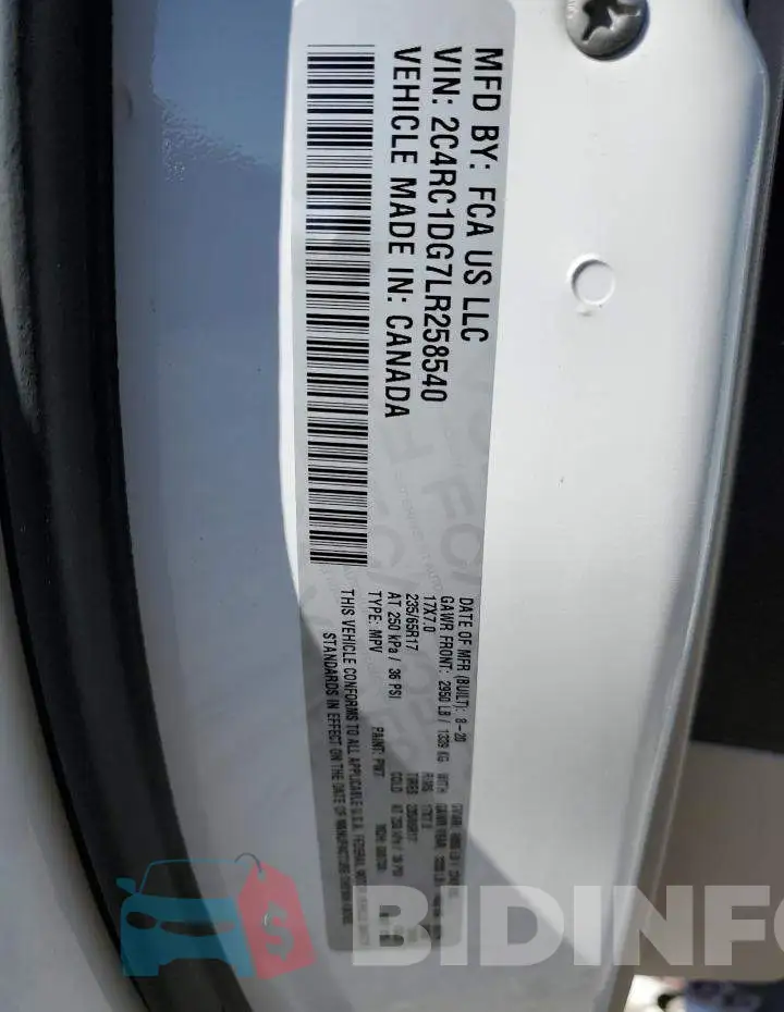 2C4RC1DG7LR258540 Photo# 14