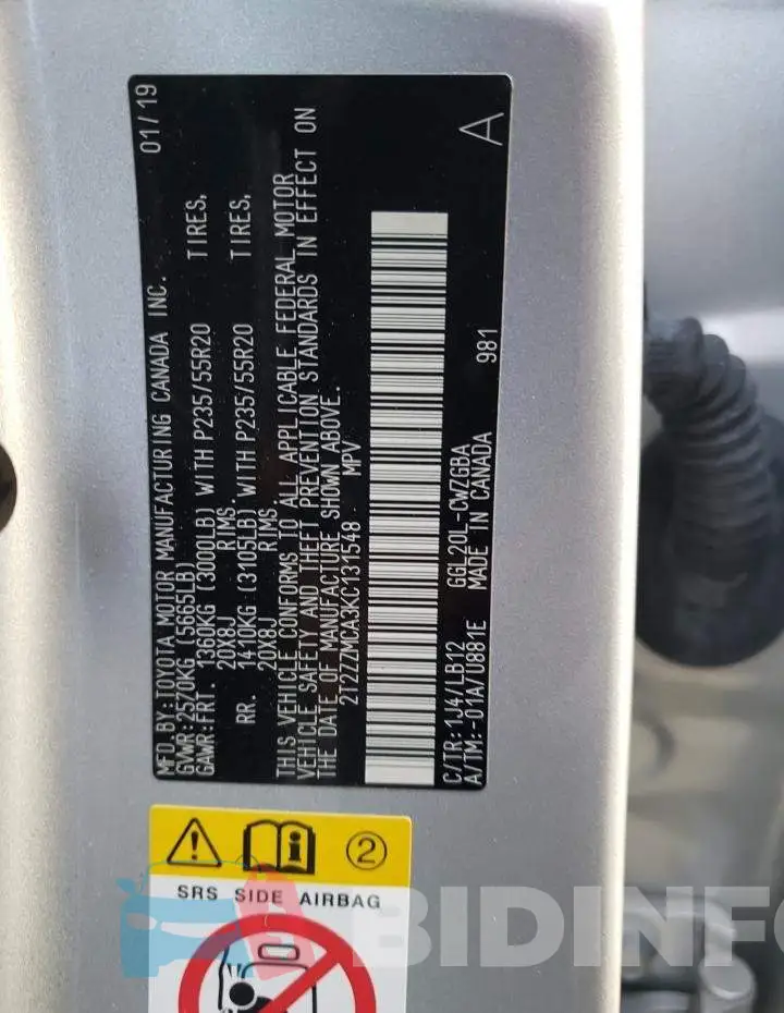 2T2ZZMCA3KC131548 Photo# 10