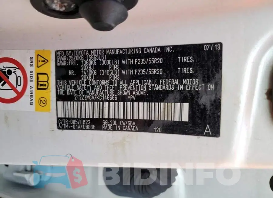 2T2ZZMCA7KC146666 Photo# 10