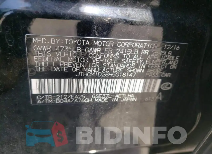 JTHCM1D28H5018147 Photo# 10