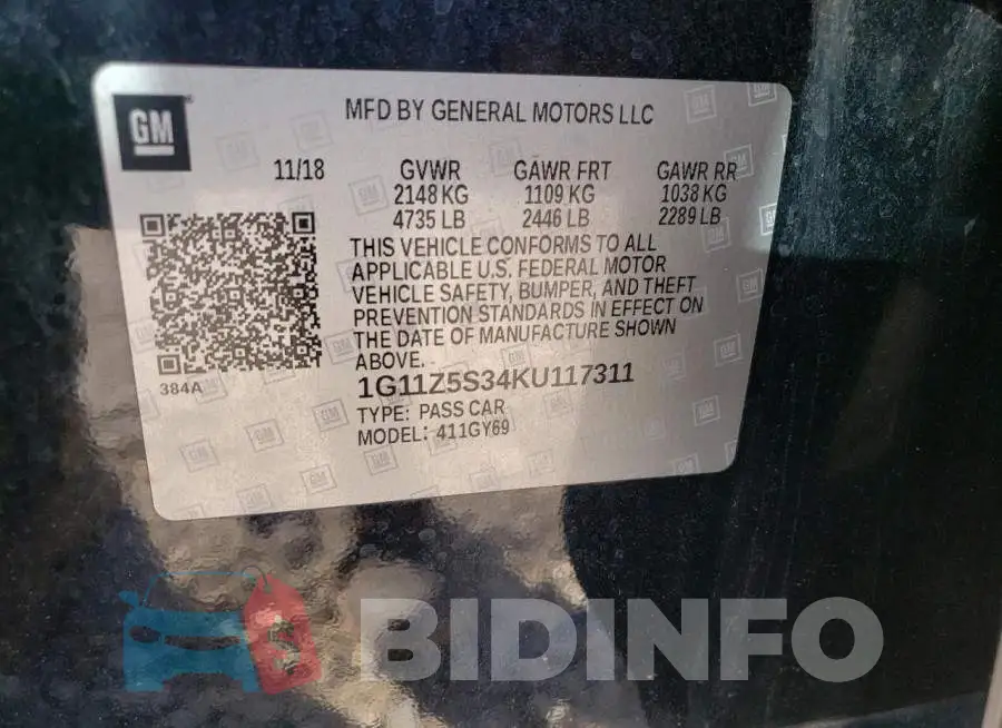 1G11Z5S34KU117311 Photo# 10