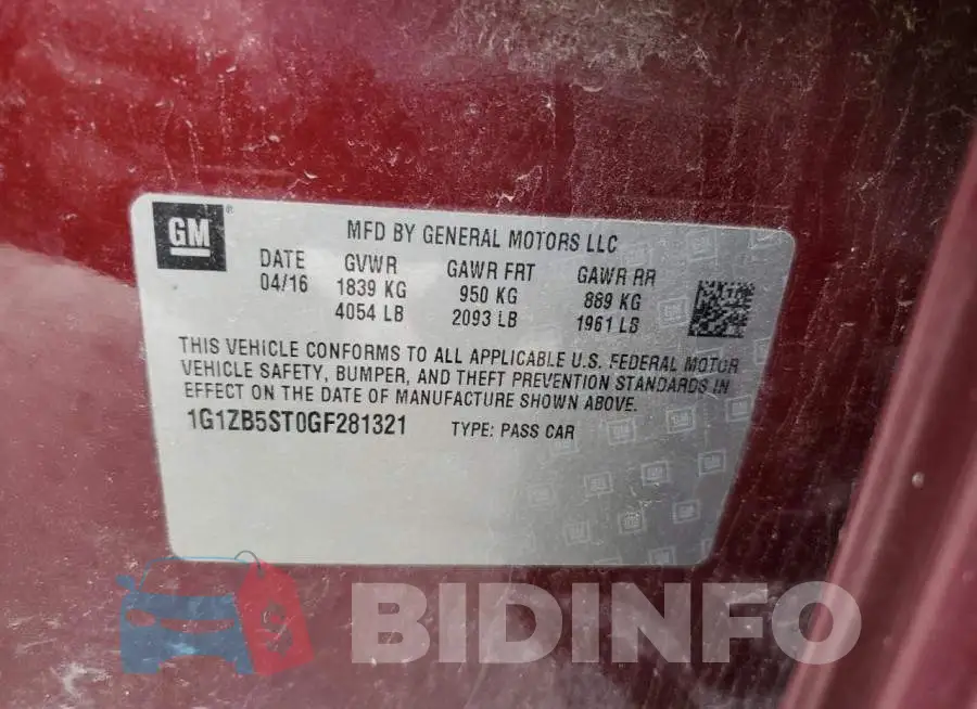 1G1ZB5ST0GF281321 Photo# 12