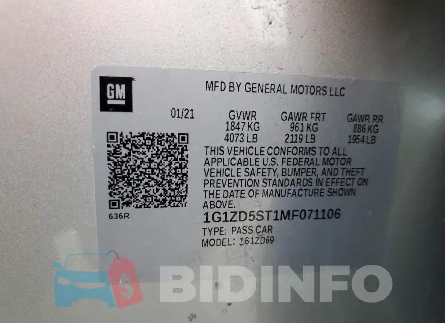 1G1ZD5ST1MF071106 Photo# 13