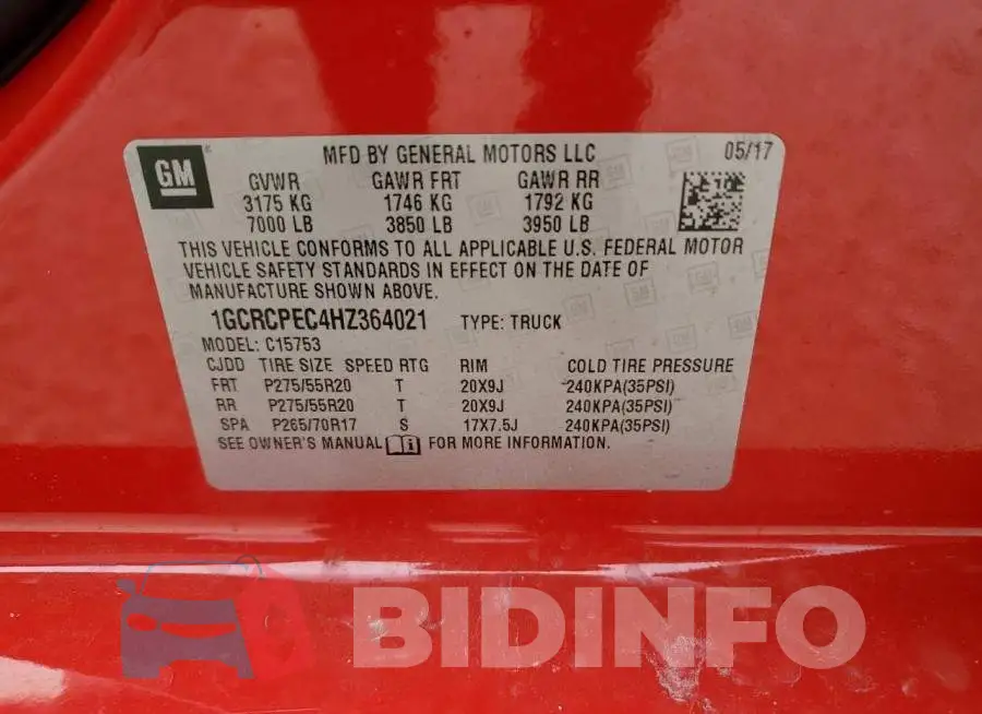 1GCRCPEC4HZ364021 Photo# 13