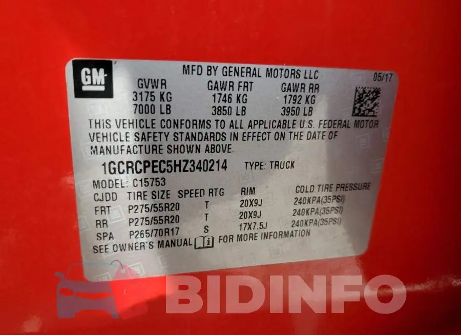 1GCRCPEC5HZ340214 Photo# 10