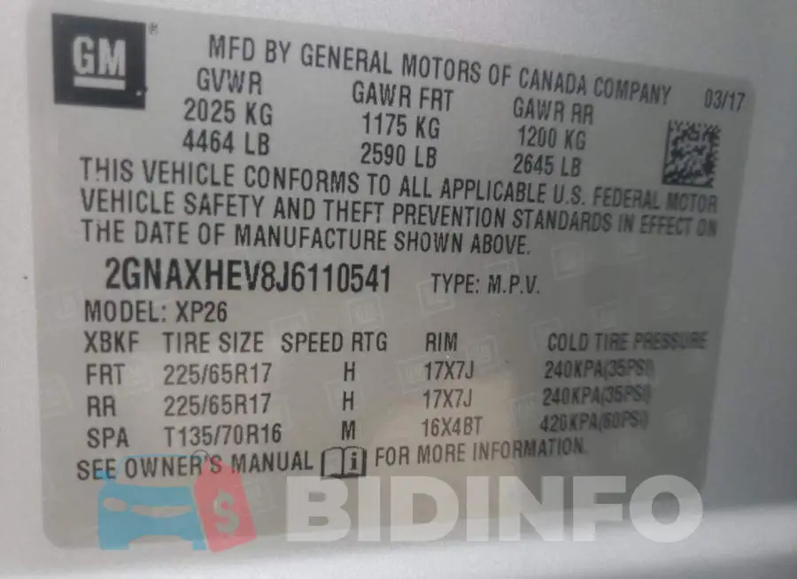 2GNAXHEV8J6110541 Photo# 10