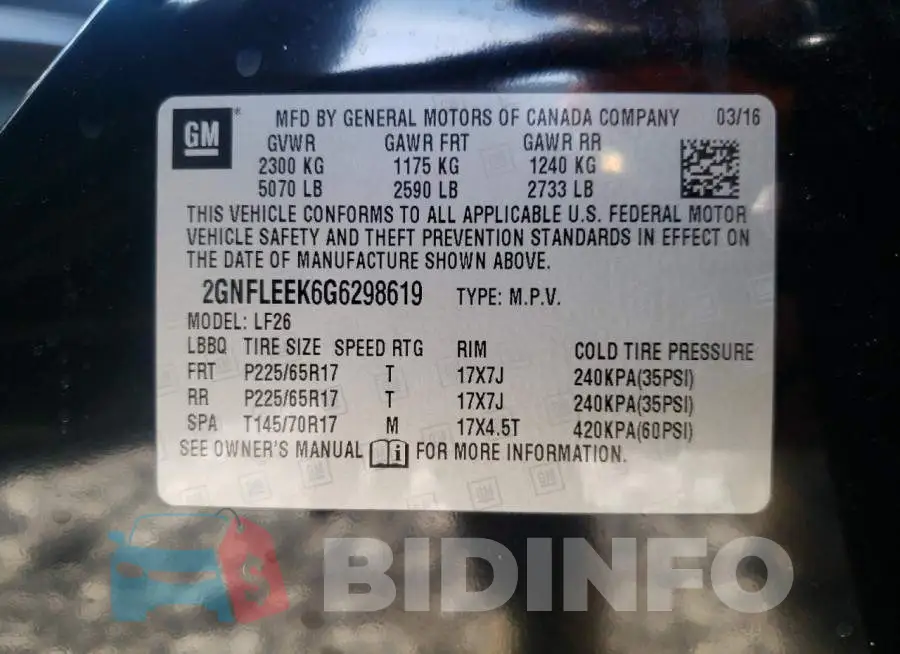 2GNFLEEK6G6298619 Photo# 10