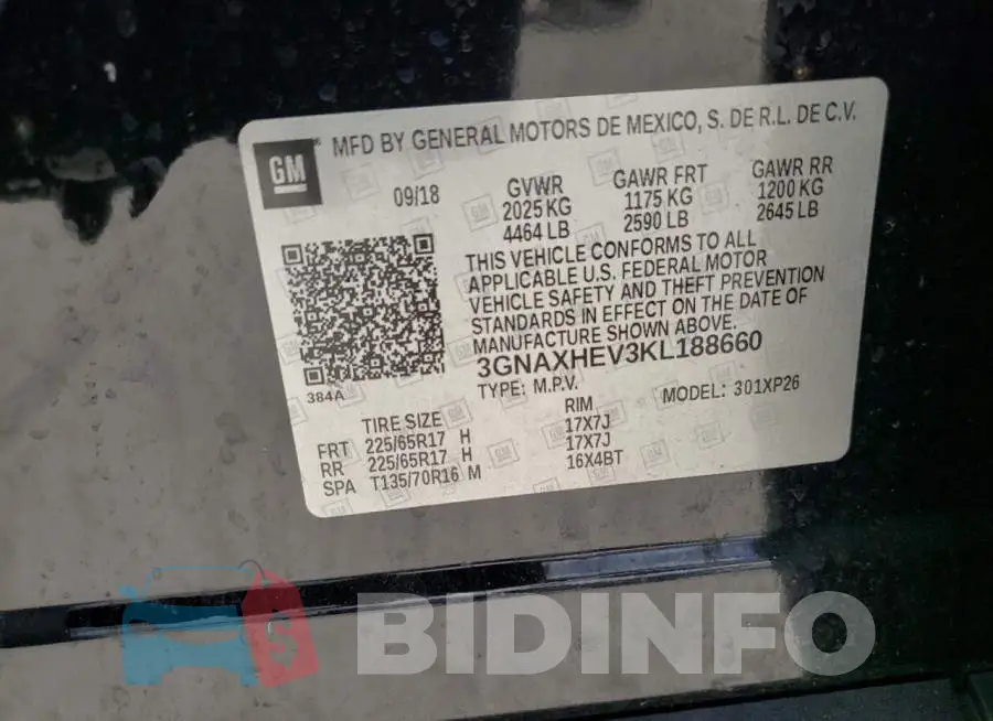 3GNAXHEV3KL188660 Photo# 10