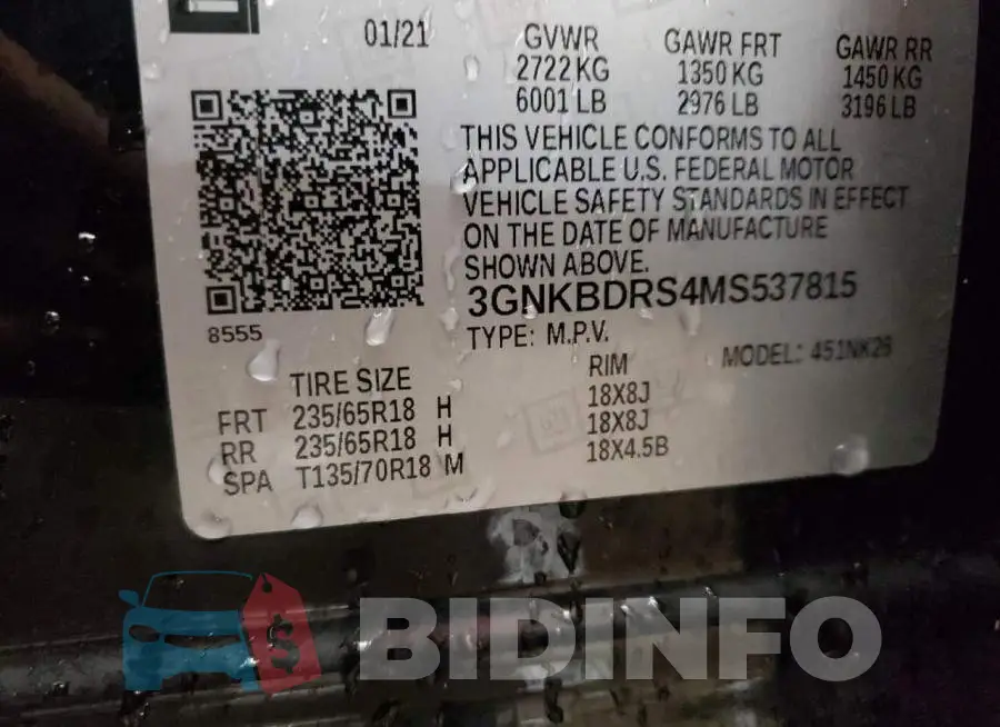 3GNKBDRS4MS537815 Photo# 10