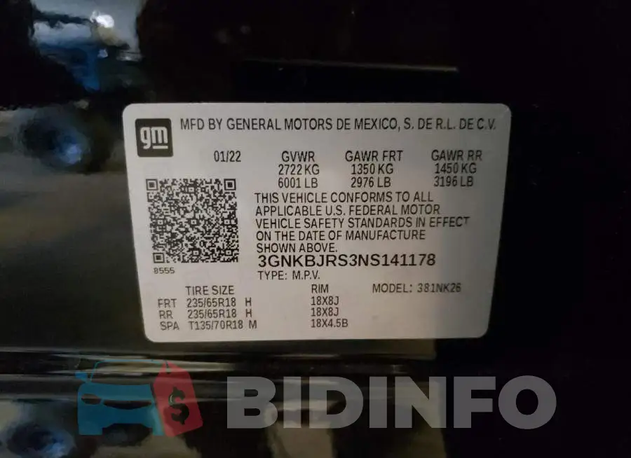 3GNKBJRS3NS141178 Photo# 10