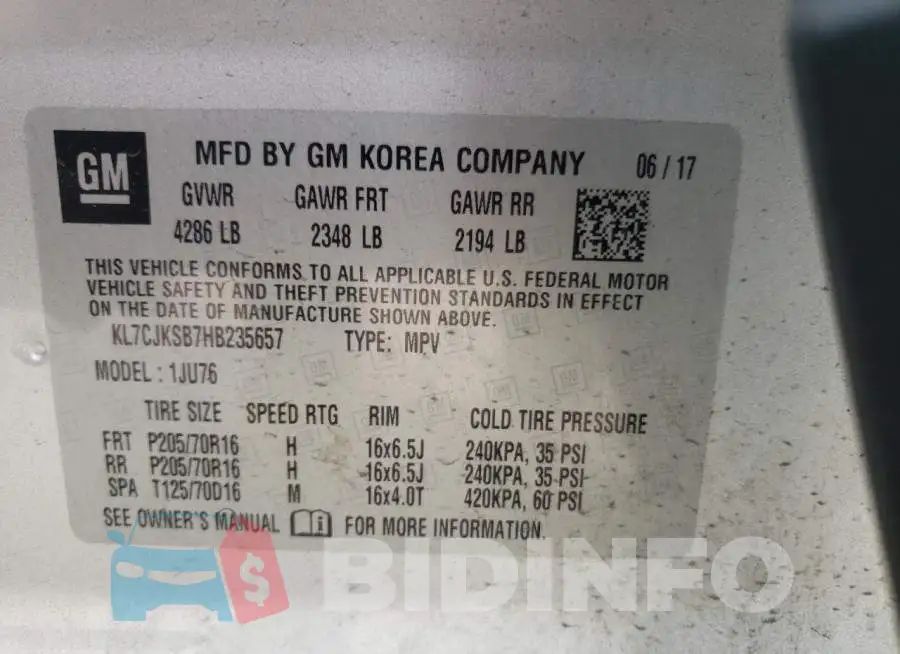KL7CJKSB7HB235657 Photo# 10