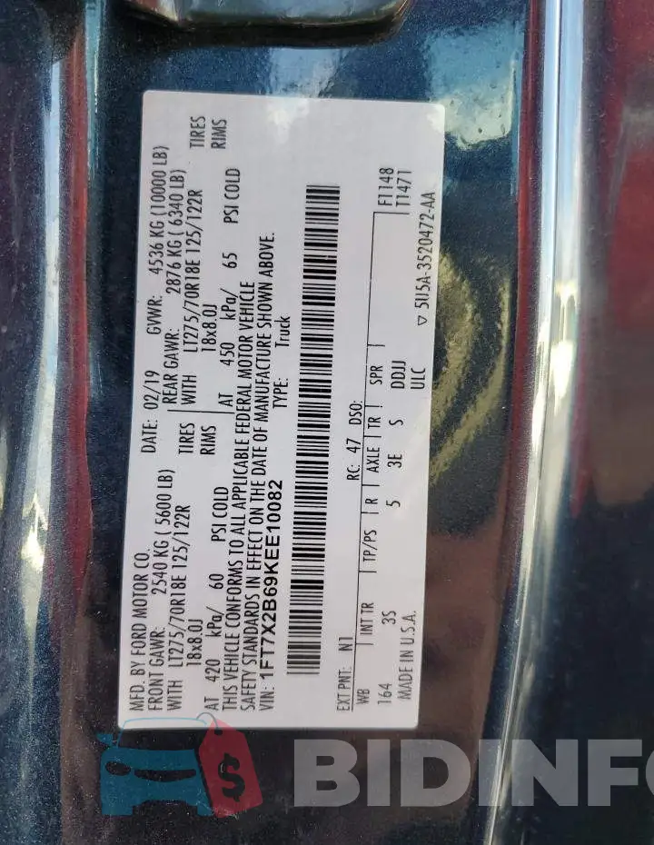 1FT7X2B69KEE10082 Photo# 10
