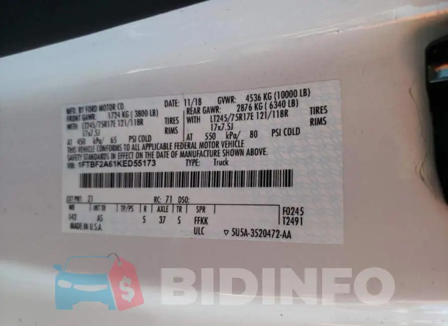 1FTBF2A61KED55173 Photo# 10