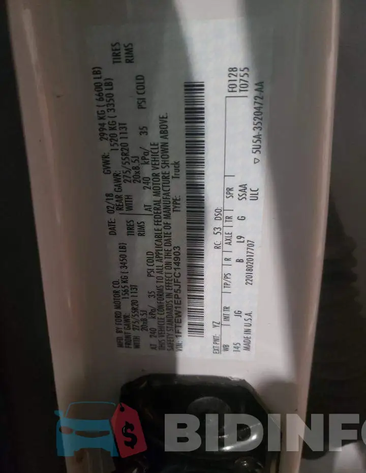 1FTEW1EP5JFC14903 Photo# 10