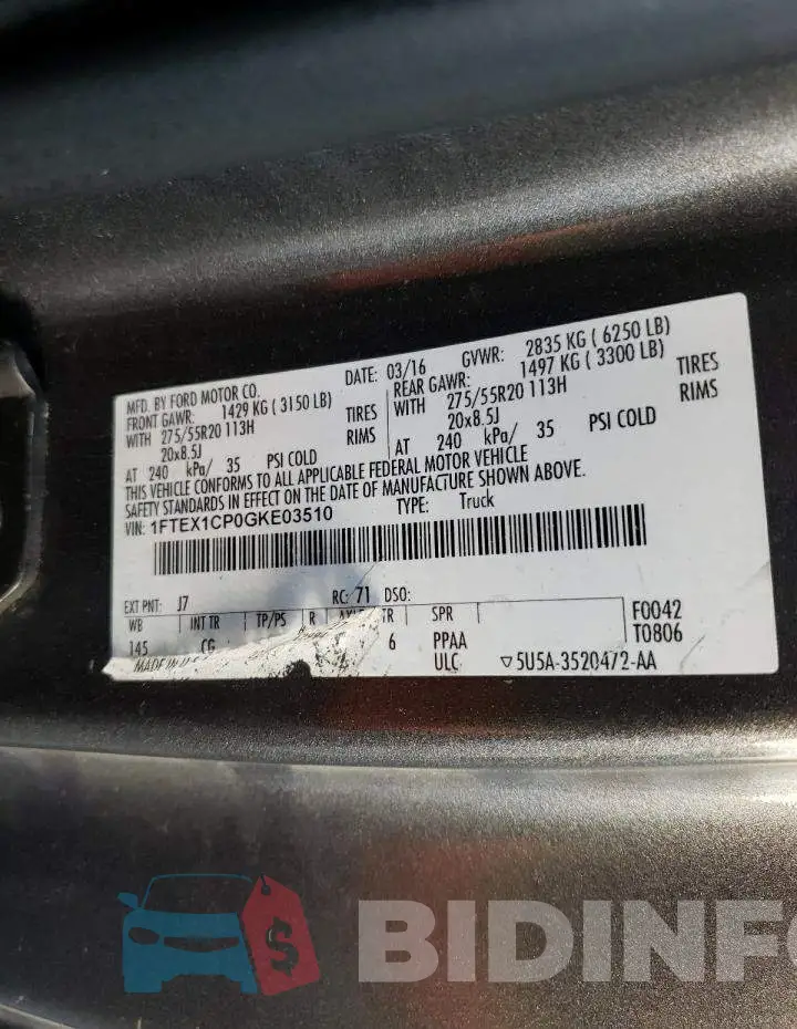 1FTEX1CP0GKE03510 Photo# 12