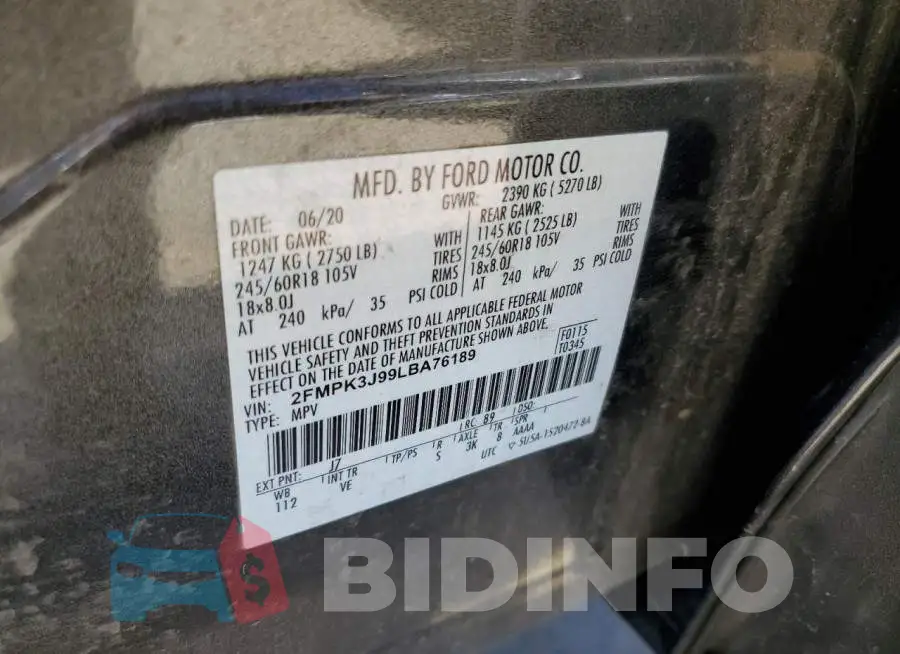 2FMPK3J99LBA76189 Photo# 10