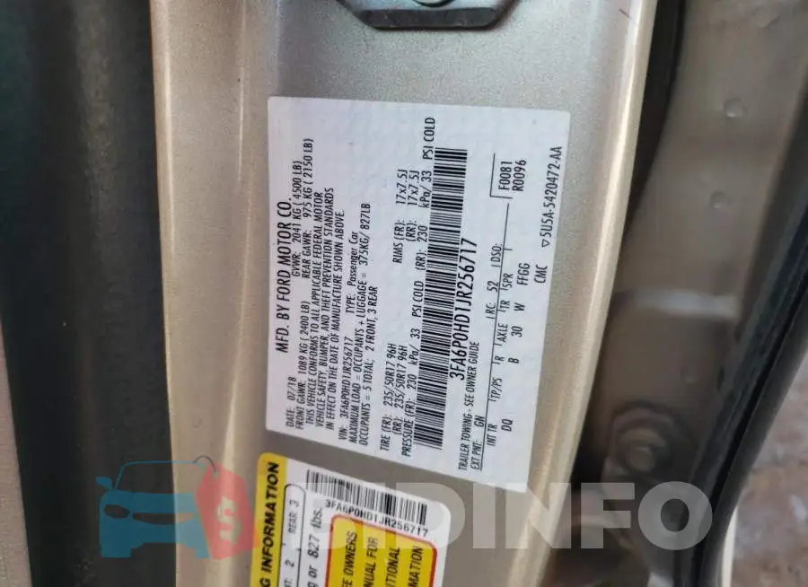 3FA6P0HD1JR256717 Photo# 10
