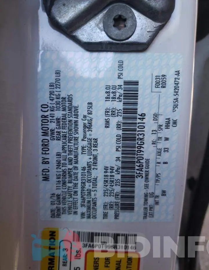 3FA6P0T99GR310146 Photo# 12