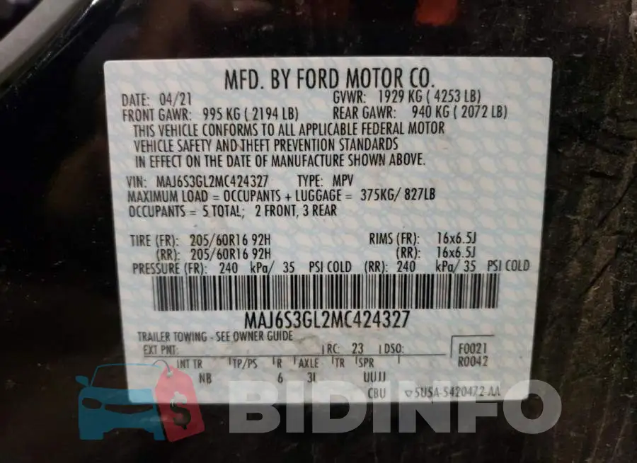MAJ6S3GL2MC424327 Photo# 10