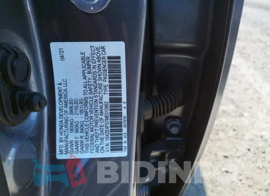 19XZE4F57ME010962 Photo# 10