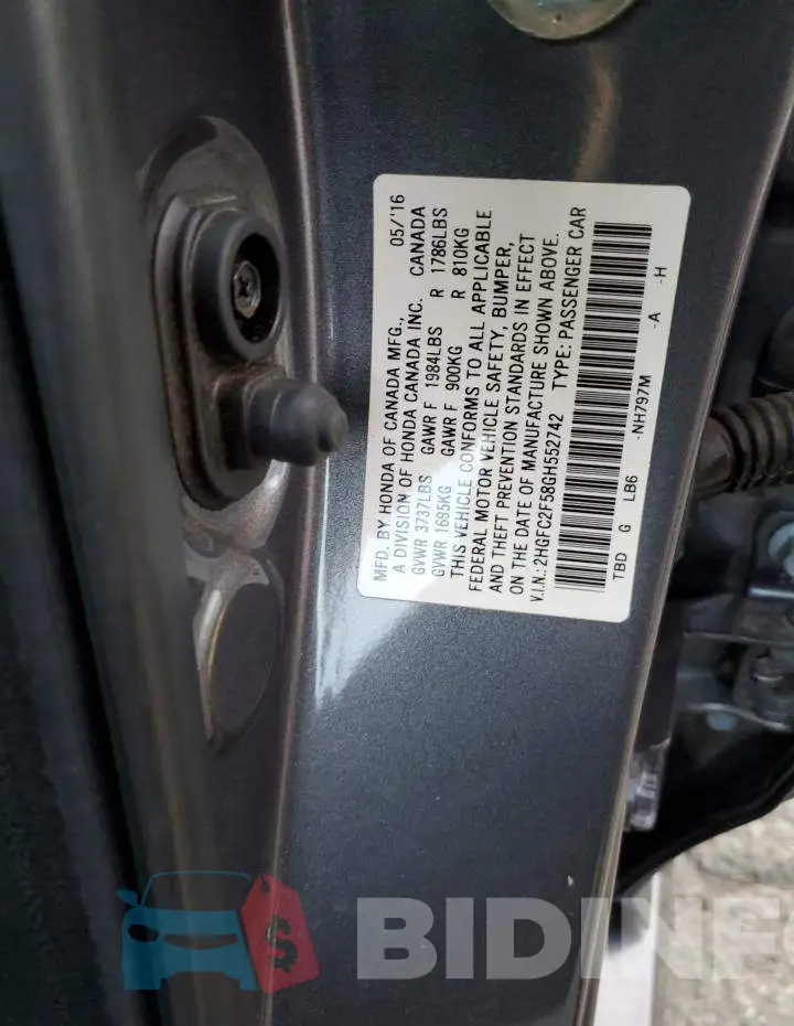 2HGFC2F58GH552742 Photo# 12