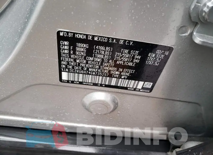3CZRU6H74GM735257 Photo# 10