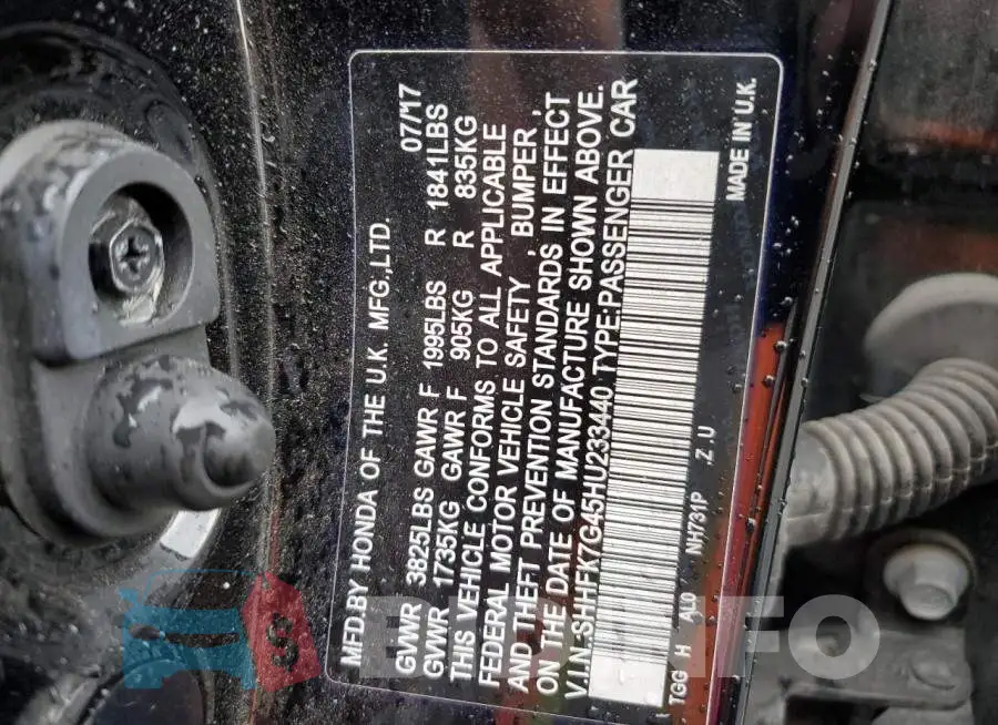 SHHFK7G45HU233440 Photo# 10