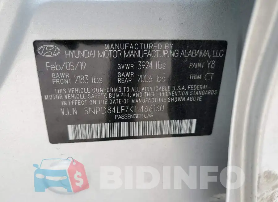 5NPD84LF7KH466130 Photo# 10