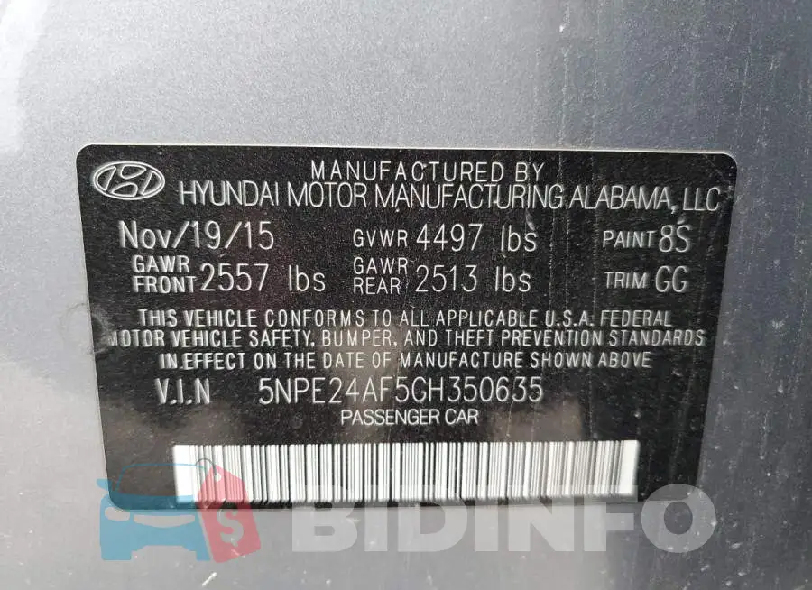 5NPE24AF5GH350635 Photo# 10