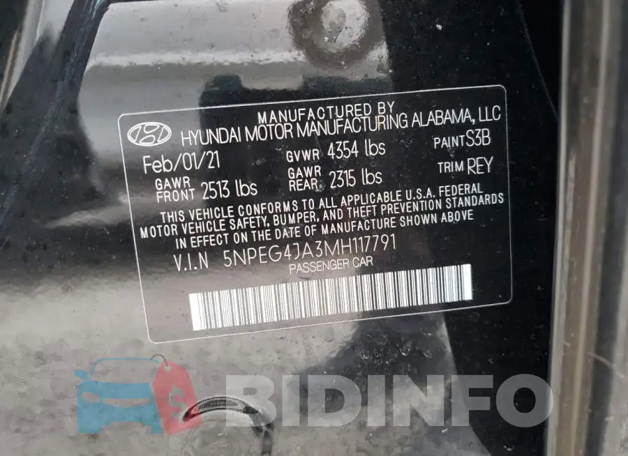 5NPEG4JA3MH117791 Photo# 10