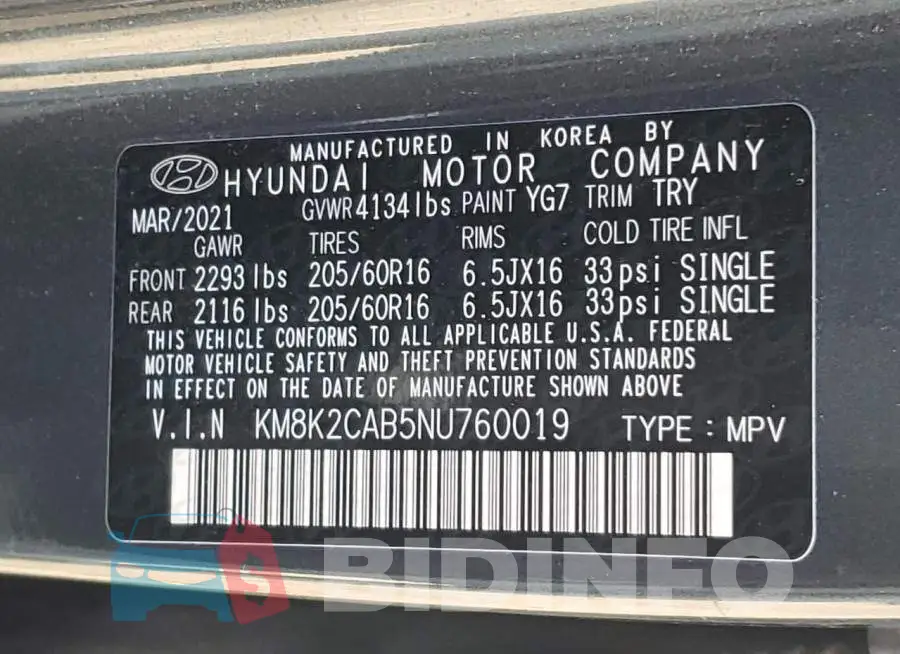 KM8K2CAB5NU760019 Photo# 10
