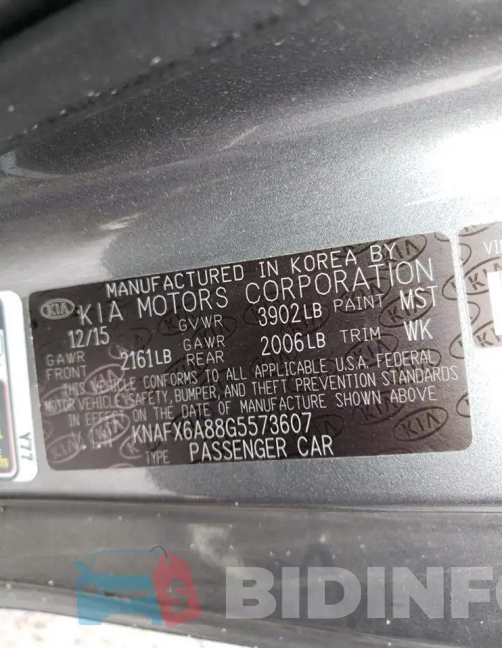 KNAFX6A88G5573607 Photo# 10