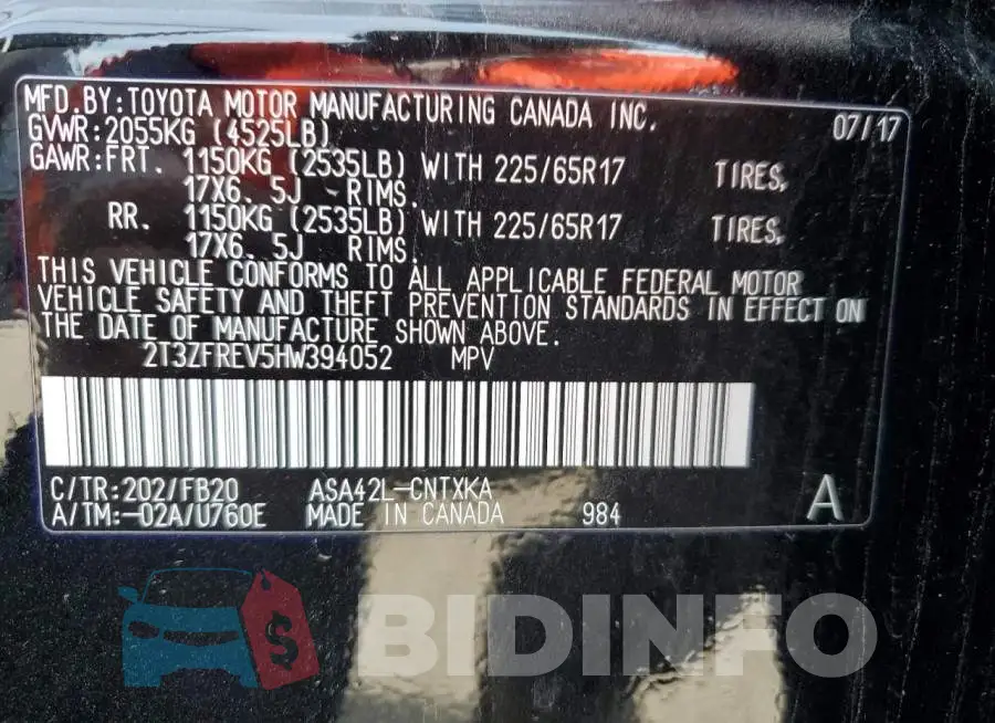 2T3ZFREV5HW394052 Photo# 10