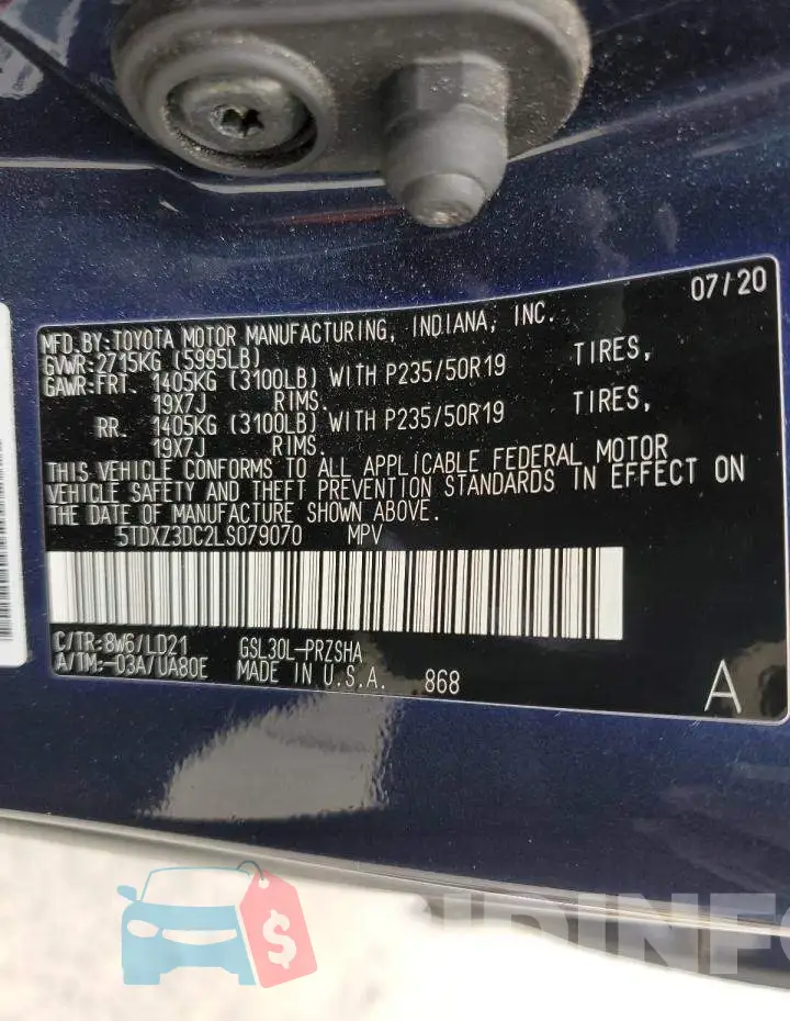 5TDXZ3DC2LS079070 Photo# 10