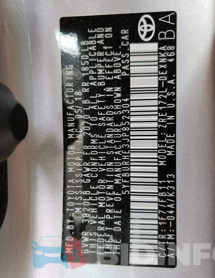 5YFBURHE3JP852304 Photo# 10